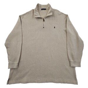 Polo Ralph Lauren 1/4 Zip Sweater Men's 4XLT Straw Brown 100% Cotton Classic